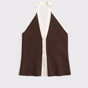 Brown and Cream Halter Top